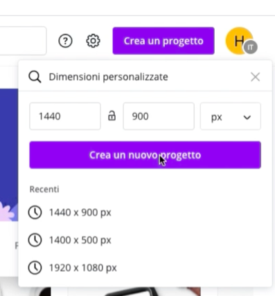 puoi creare immagini della dimensione che preferisci tu, per web o per la stampa!